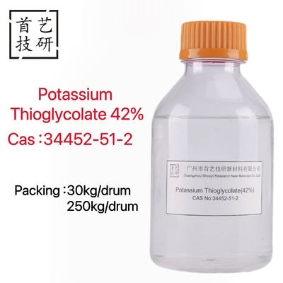 Tioglicato de potássio 42% Líquido transparente a ligeiramente rosa com cheiro especial de compostos de tiol de alta eficácia de depilação pode ser feito em 3-10 minutos fácil de usar